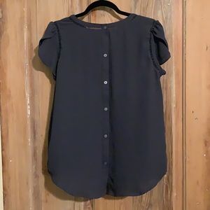 LOFT grey button back flutter sleeve top size M
